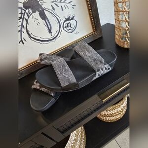 FitFlop Women's Lulu Geo Glitz Sandals Black Grey Dressinn Size 8